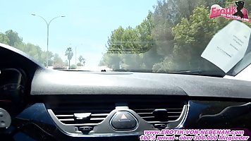 Slutty mommy blonde in car gets fucked in first person